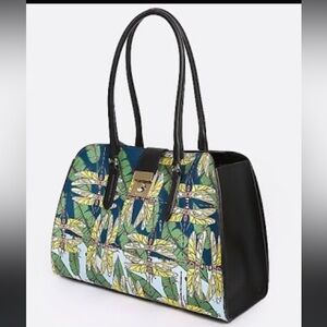 NWOT Furla Dragonfly Print Milano Calf Leather Medium Tote Bag